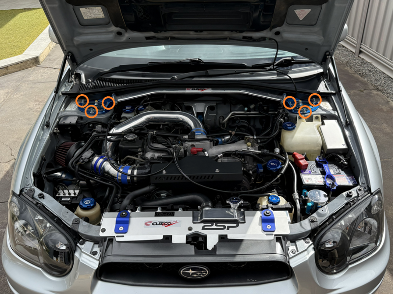 Load image into Gallery viewer, Titanium Strut Tower Kit - SUBARU IMPREZA GD