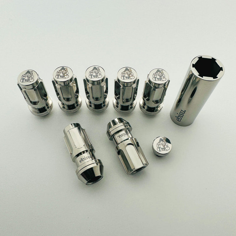 Load image into Gallery viewer, Ebisu Automotive Titanium Wheel Nut V2 Polished Finish Top View