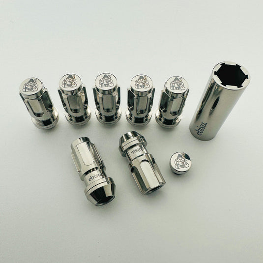 Ebisu Automotive Titanium Wheel Nut V2 Polished Finish Top View