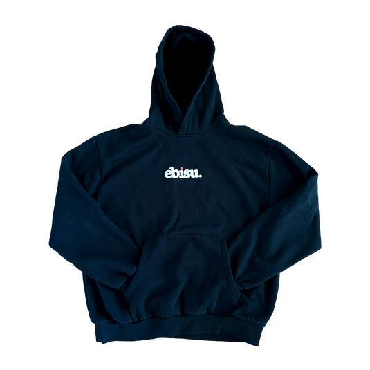 Black Ebisu Staple Hoodie with white logo
