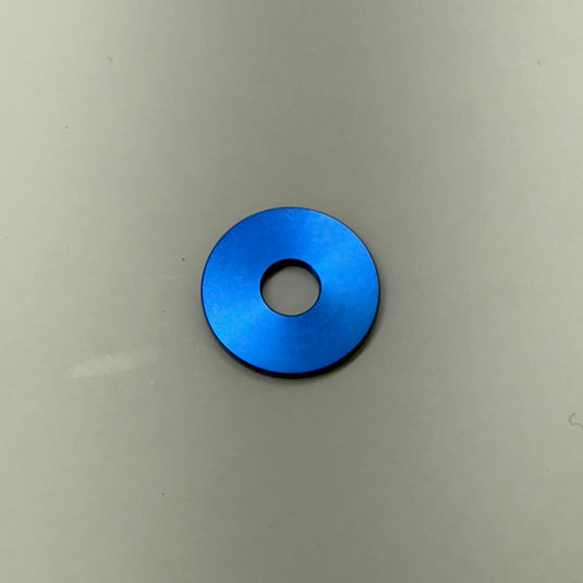 Blue titanium washer, front product view