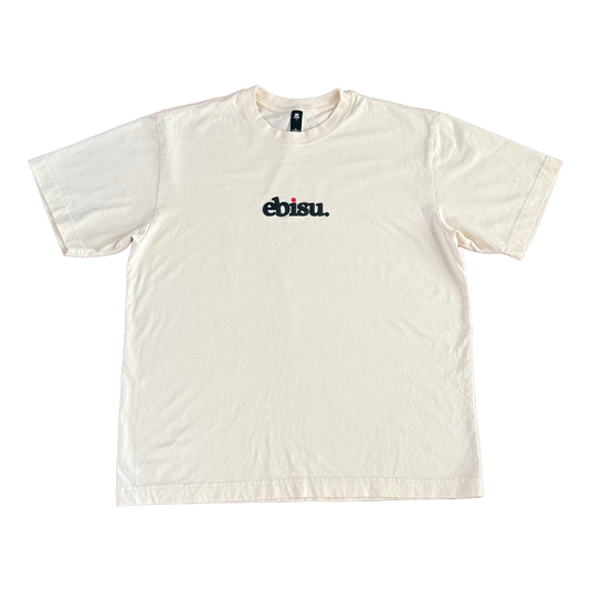 Eucra t-shirt with 'ebisu' logo on a Eucra background