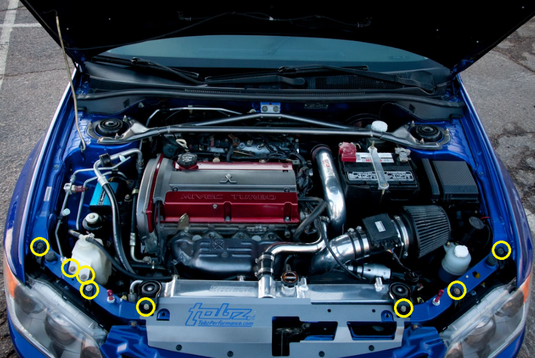 Titanium Radiator Support Kit - MITSUBISHI EVO 7 / 8 / 9