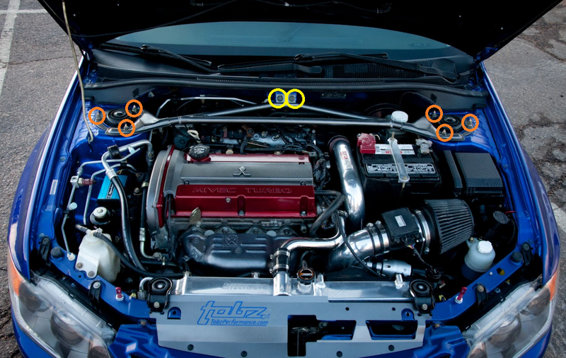 Load image into Gallery viewer, Titanium Strut Tower Kit - MITSUBISHI EVO 7 / 8 / 9
