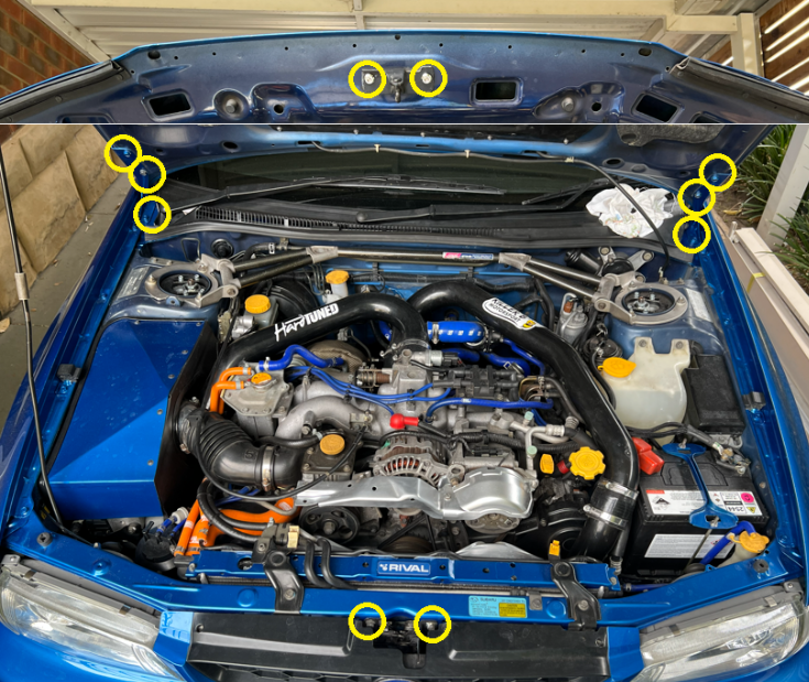 Load image into Gallery viewer, Titanium Bonnet Kit - SUBARU IMPREZA GC8
