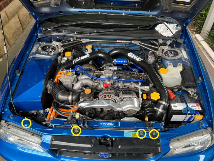 Load image into Gallery viewer, Titanium Radiator Support Kit - SUBARU IMPREZA GC8
