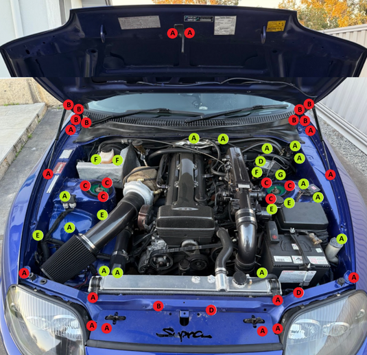 Titanium Engine Bay Kits - TOYOTA SUPRA JZA80