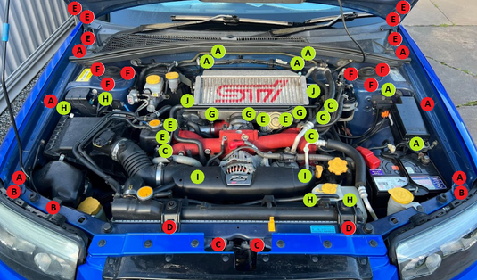 Titanium Engine Bay Kits - SUBARU FORESTER SG