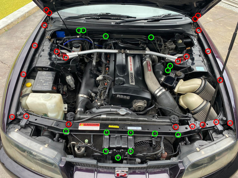 Load image into Gallery viewer, Titanium Engine Bay Kits - Nissan Skyline R33 GTR
